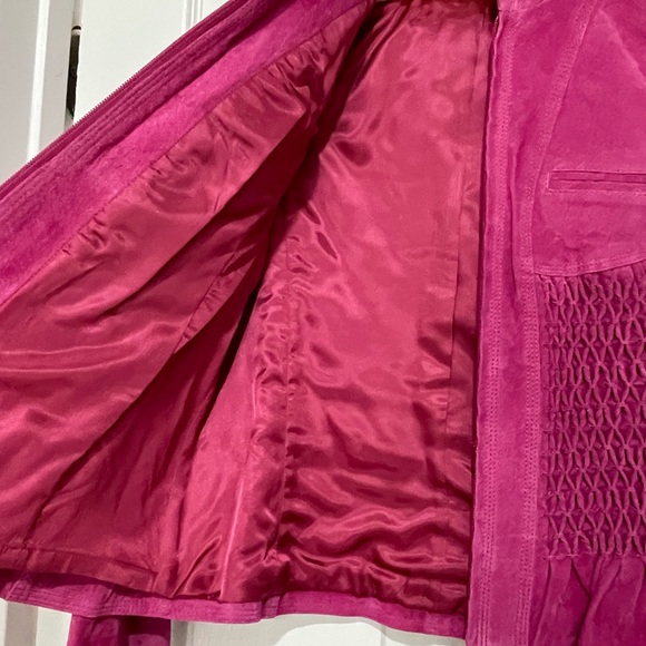 Genuine Pink Suede Leather Dress Coat (lightly lined) - Picture 5 of 7